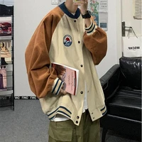 baseball uniform male personality contrast color stitching loose brand retro style wild casual jacket autumn trend korean coat