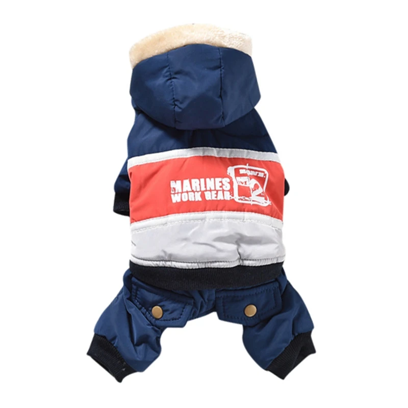 Собака зимняя одежда с капюшоном теплая 4 брюки широкими штанинами куртка