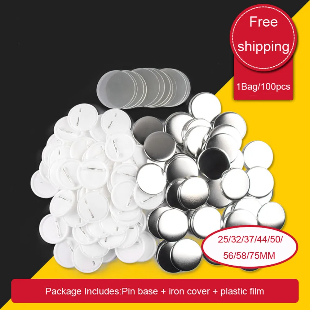 Pin de pl&aacute;stico para insignia, piezas de bot&oacute;n para insignia de ropa, materiales para manualidades, 25/32/37/44/50/56/58/75MM, 100 unids/set por juego-1
