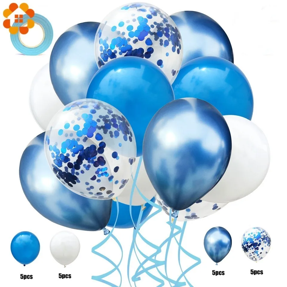 21 шт. шары из латекса цвета металлик с лентой шар конфетти для свадебной