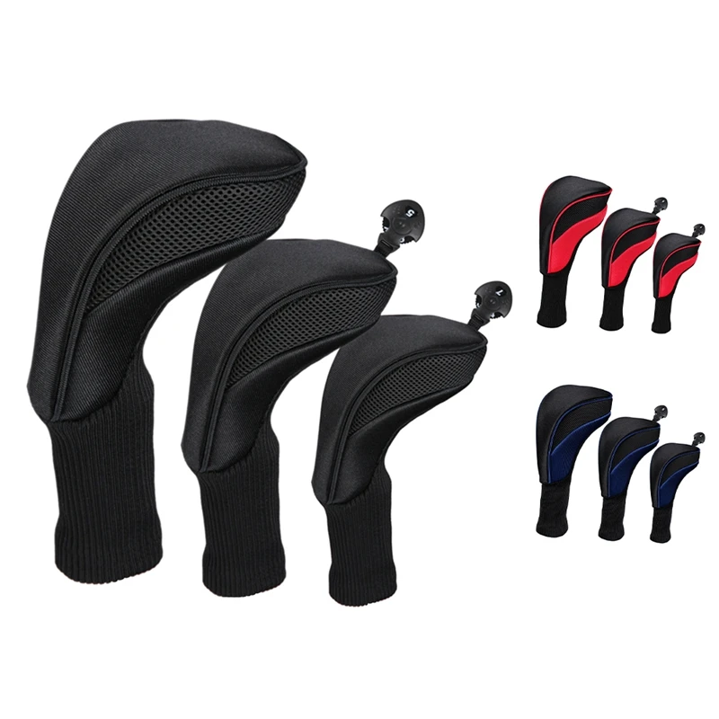 

New Sale 3Pcs Golf Club Head Cover Number Printed Cap Soft Simple Golf Rod Easy Use Travel Protect Sleeve Parts Accessories