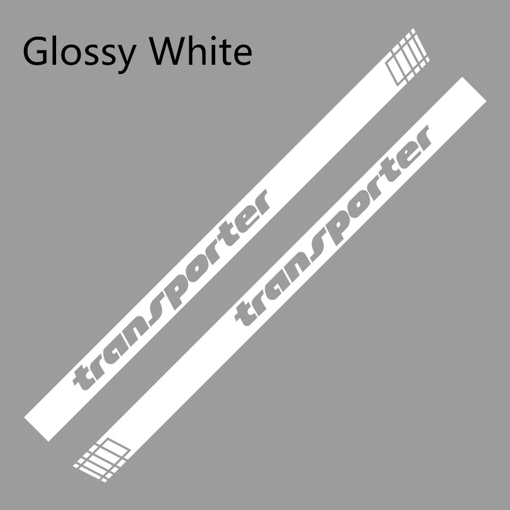 Glossy White 2Pcs Car Side Stripes Stickers Auto Vinyl Film Decoration Decals For Volkswagen Multivan T4 T5 T6 Styling Car Tuning Accessories - Название цвета: Glossy White