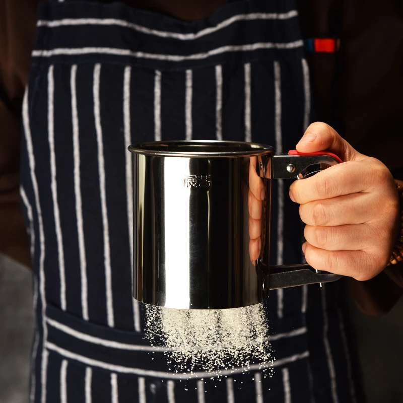 

Ручное сито для муки, чашка из нержавеющей стали, маленькая глазурь, увеличенный размер, кухонные аксессуары