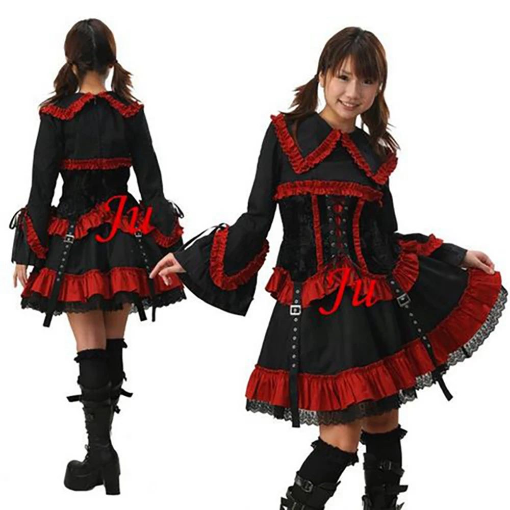 

fondcosplay hiphop Gothic Tripp Lolita Punk Fashion black red Dress Outfit Cosplay Costume Tailor-made[CK260]