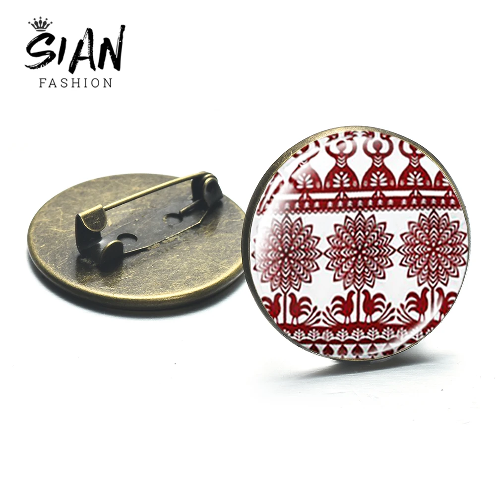 Азиатских Винтаж современный порез цветочным узором Броши лак народное