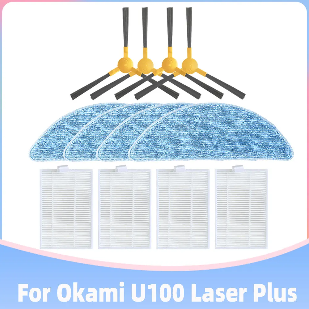 Side Brush Hepa Filter Mop Rag Cloth Replacement Parts For Okami U100 Laser Plus Robotic Vacuum Cleaner Spare Accessories