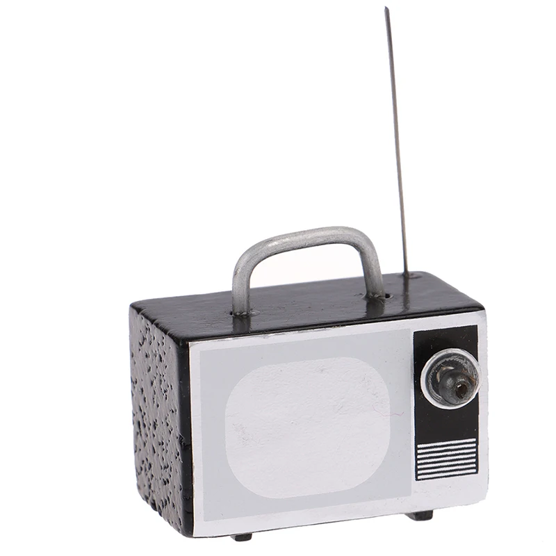 

1:12 Кукольный домик Миниатюрный ТВ и пульт дистанционного управления Милая Мини Ретро антенна ТВ Телевизор мебель для гостиной аксессуар