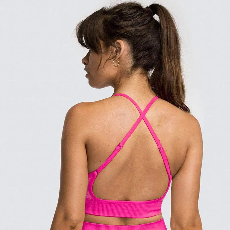 Для женщин бесшовный спортивный бюстгальтер чашечки расположены рядом пуш ап