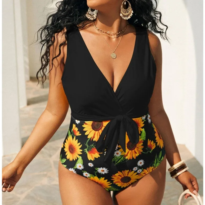 

Sexy One Piece Large Swimsuits Closed Bodysuit Plus Size Swimwear Female Bathing Suit For Pool Beachwear Women's Swimming Suit