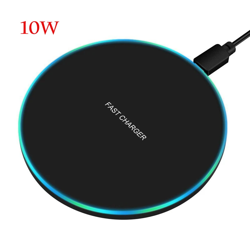 10W Black QI Беспроводное зарядное устройство 10 Вт для huawei P30 P20 Pro mate 30 20 Pro samsung S9 Qi Беспроводная Быстрая зарядка для iPhone X XR XS Max 8 Plus - Тип штекера: 10W Black