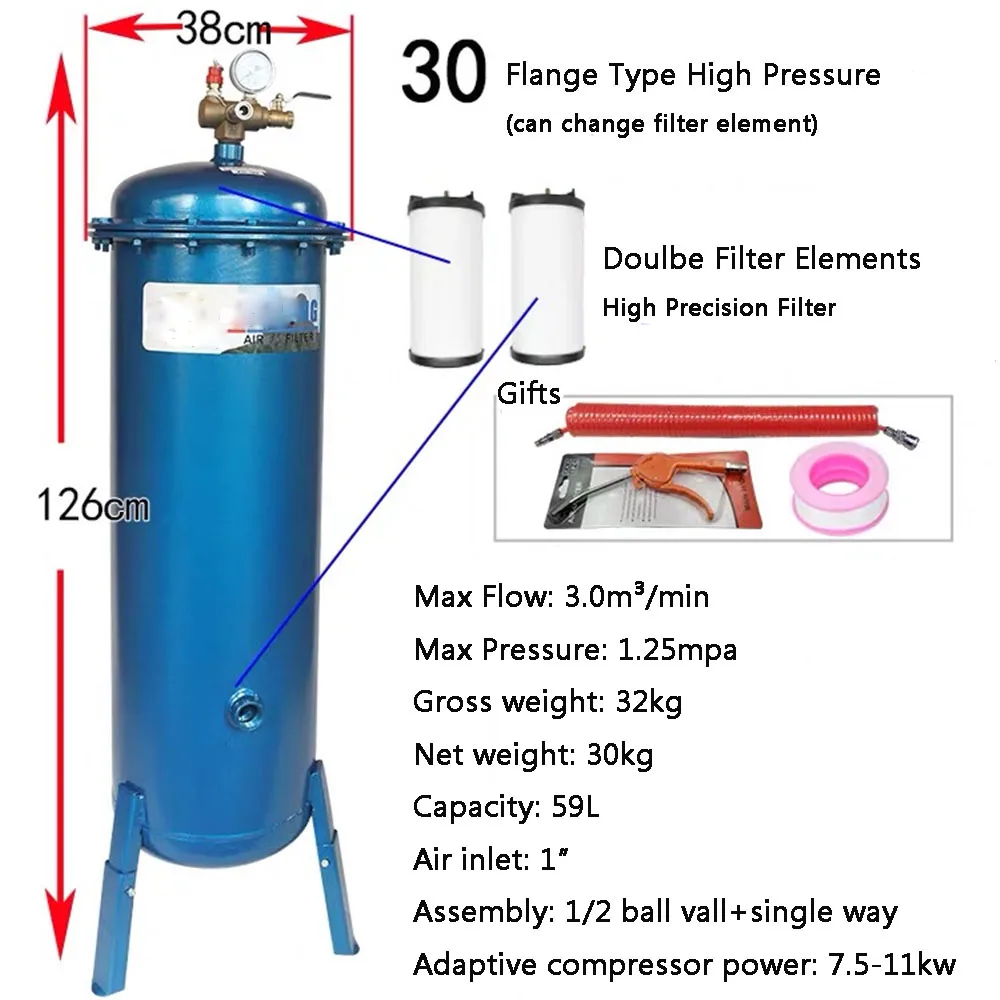 

Фильтр для воздушного компрессора высокого давления, 7,5 МПа,-11 кВт