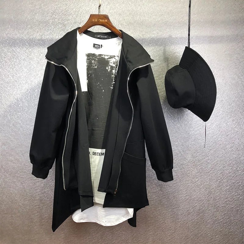 Мужская свободная тонкая ветровка с капюшоном модная дизайнерская