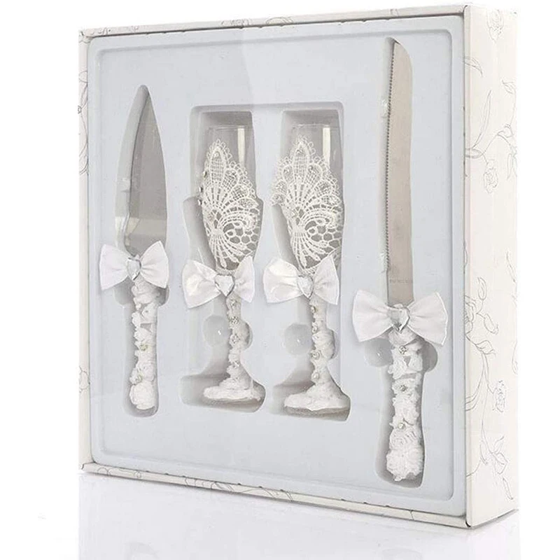 Свадебные принадлежности 4 шт. нож для торта набор пирога свадебный бокалов
