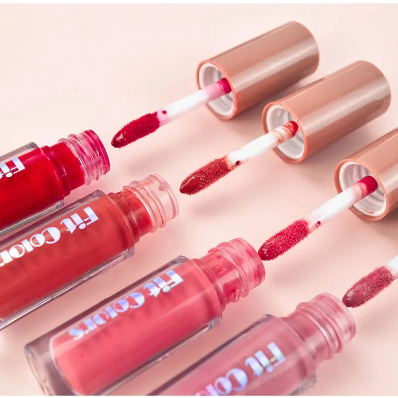 4 Colors Lip Gloss Set Silky Matte Lasting Waterproof Non-Stick Cup Easy Dyeing Liquid Lipstick Makeup Tool |