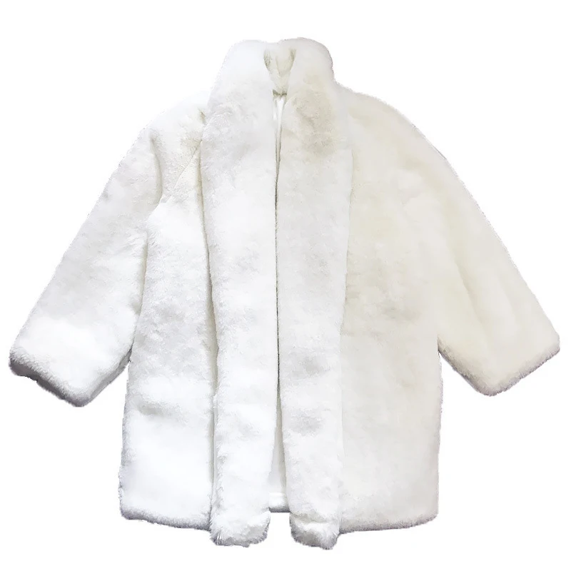 

Ins Winter White Women Coat Streetwear Women Fleece Parkas Oversized Faux Fur Coat Thick Warm Outerwear Loose Women Clothing