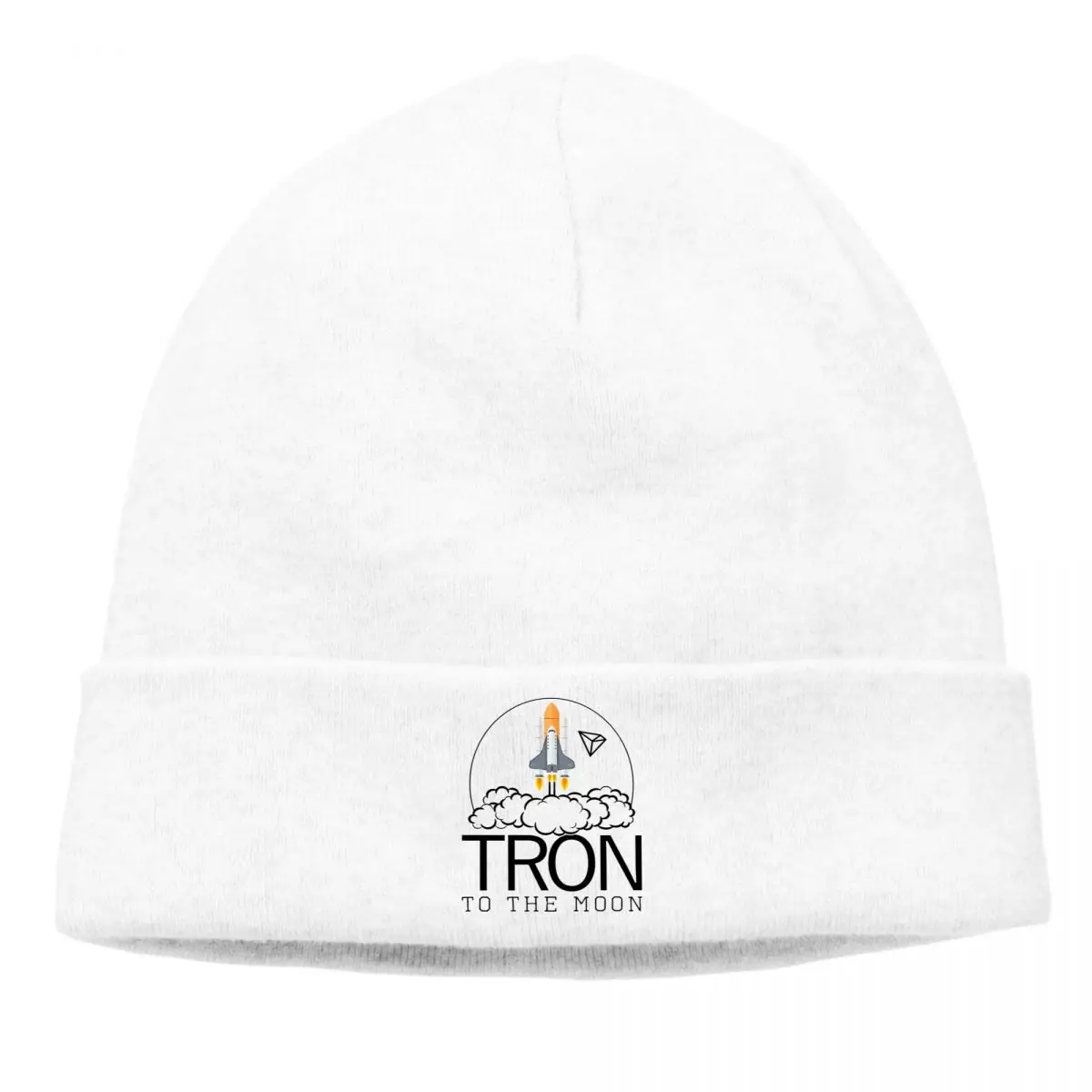 

Tron Cryptocurrency Skullies Beanies Caps To The Moon Rocket Black Knitting Winter Warm Bonnet Hats Hip Hop Ski Cap