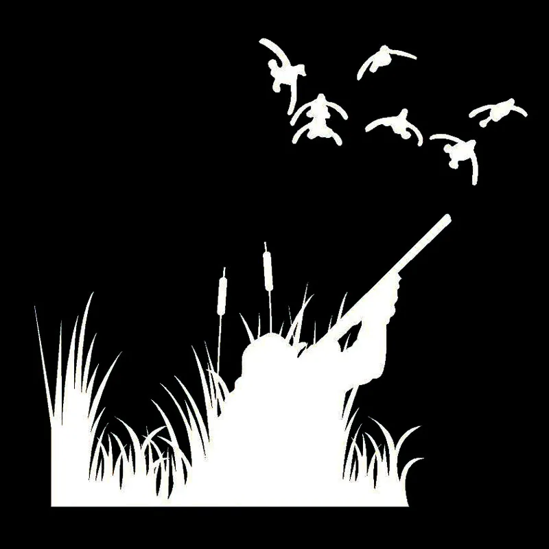 

16cm * 15.3cm Hunting Duck Outdoor PVC Waterproof Sunscreen Decal Accessories Fun Car Styling Car Sticker Black Silver