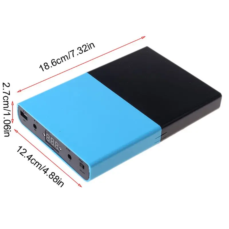 QC 3 0 USB DC 1-24V Регулируемый Выход 12x18650 батареи DIY Мощность банка коробка для