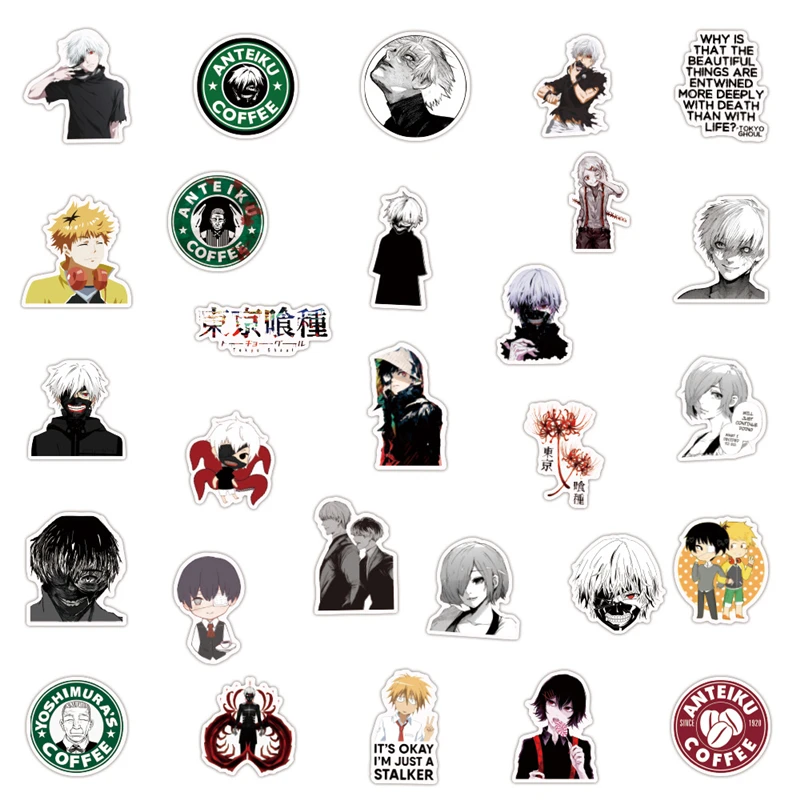10 Buah/Pack Jepang Anime Tokyo Ghoul Stiker untuk Kulkas Mobil Helm DIY Hadiah Kotak Notebook Sepeda Gitar Skate Bagasi Dll