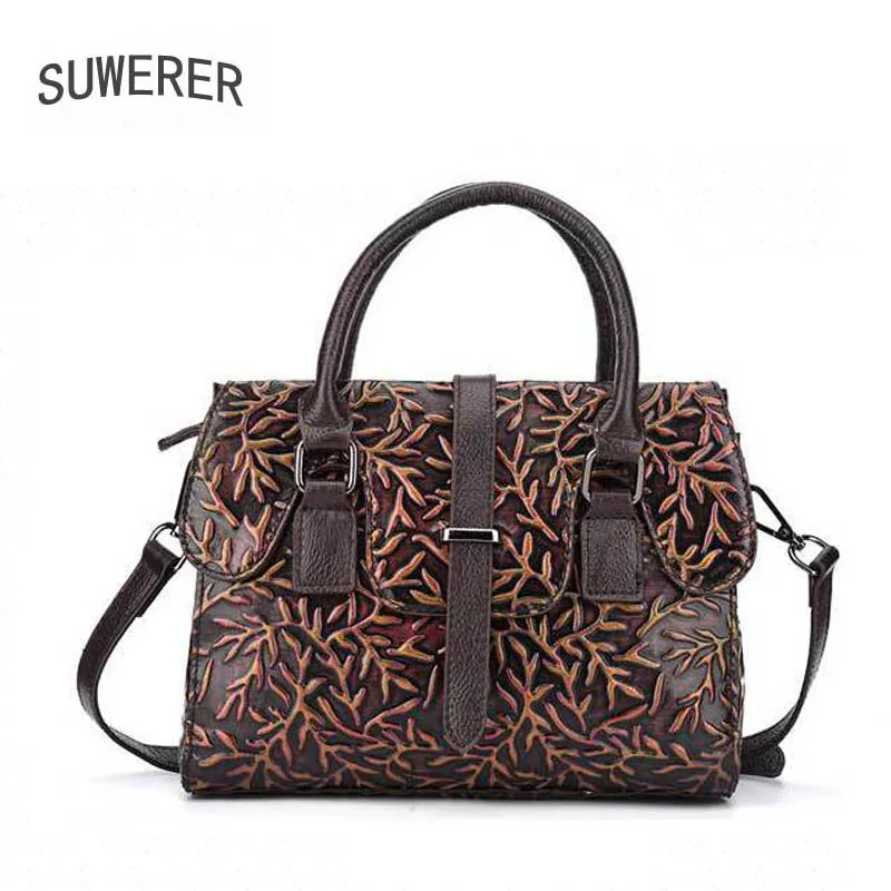

SUWERER women Genuine Leather bags 2020 new luxury handbags women bag designer famous brand women bags leather shoulder bag