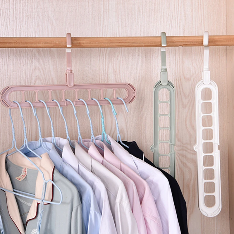 

9-hole Multi-function Space Saving Hanger Folding Magic Hanger Wardrobe Drying Clothes Clothes Storage 360 Rotating Magic Hanger
