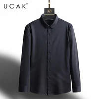 ucak brand streetwear shirt spring new fashion style casual long sleeves turn down collar striped shirt men clothing homme u6139