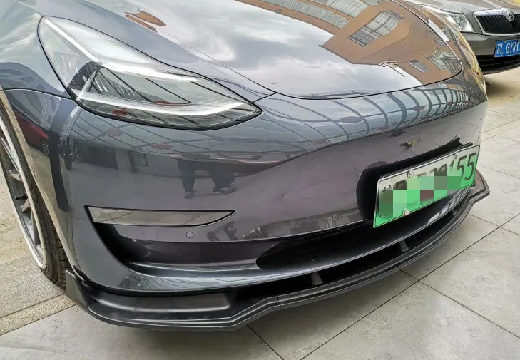 Для Tesla модель 3- передние крылья спойлера переднего бампера PP пластик матовый черный окрашенный черный цвет