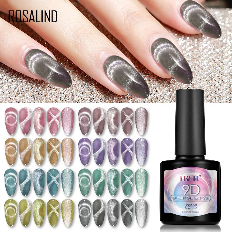 ROSALIND гель гибридные Лаки 9D кошачий глаз лак для ногтей кристалл УФ светодиодный