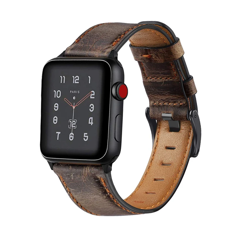 Ретро-стиле, из натуральной кожи, ремешок для наручных часов Apple Watch 4 5 44 мм 40 мм, 42 мм, 38 мм, версия наручных часов iwatch, ремешок Watch series 5/4/3/2/1 браслет аксессуары