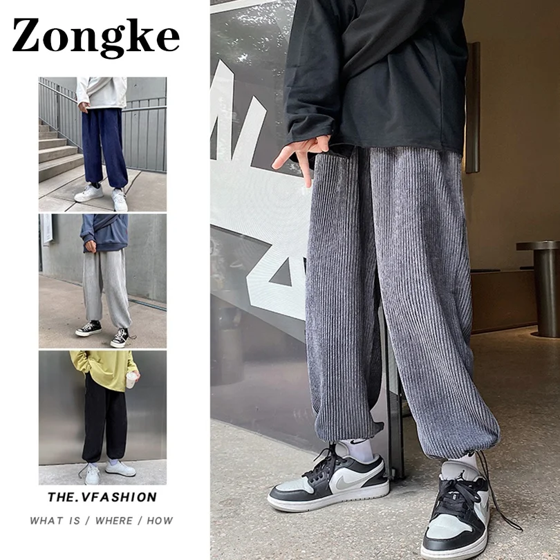 

Zongke Korean Fashion Joggers Men Corduroy Pants Joggers Clothing Hip Hop Streetwear Trousers Size 5XL 2022 Spring New Arrivals