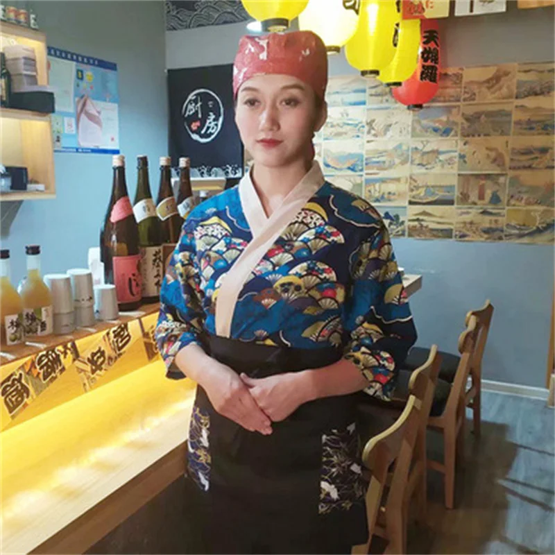Tunic Japanese Chef Jacket Sushi Cook Apron Unisex Restaurant Work Clothes Uniform Japan Kimono Women Catering Bakery Pastry |