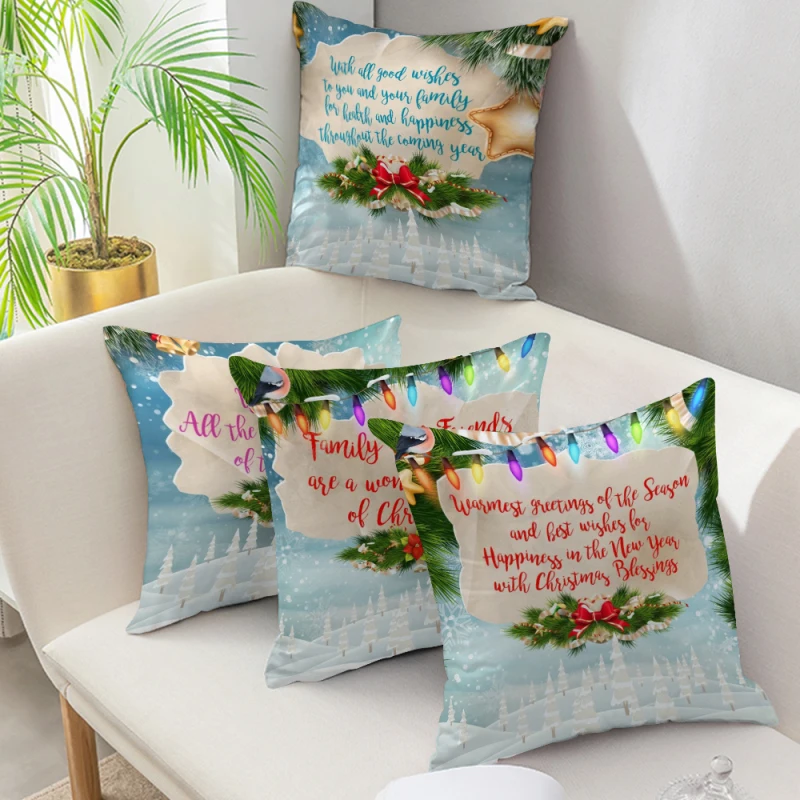 

Christmas Xmas PillowCase Tree Decoration Santa Claus Cushion Cover Christmas Decorations for Home Decor Noel Natal 2021 45*45cm