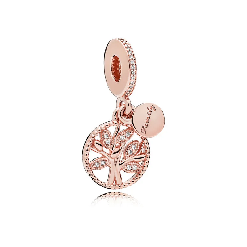 

Real 925 Sterling Silver Bead Tree of Life crystal Pendant Charm Original Pan For Women Bracelet Bangles Gift DIY Jewelry
