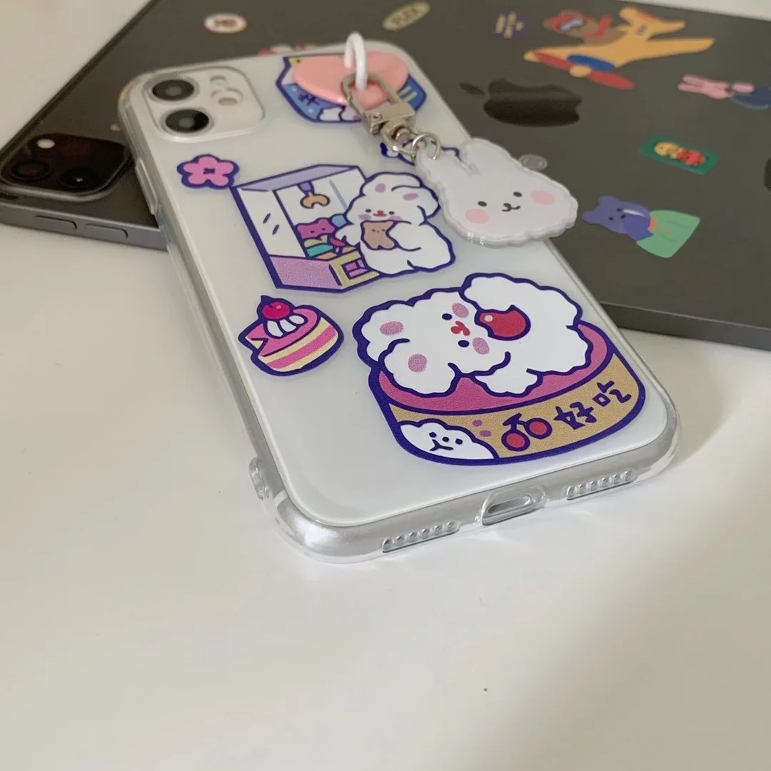 

INS Korea cute gift party pink bunny phone case for iPhone 11 pro MAX Xs MAX Xr X 7 8plus soft TPU back cover