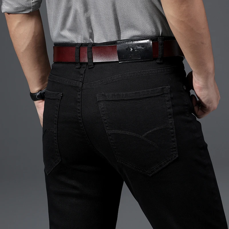 Новинка 2020 повседневные хлопковые черные джинсовые брюки Брендовые мужские