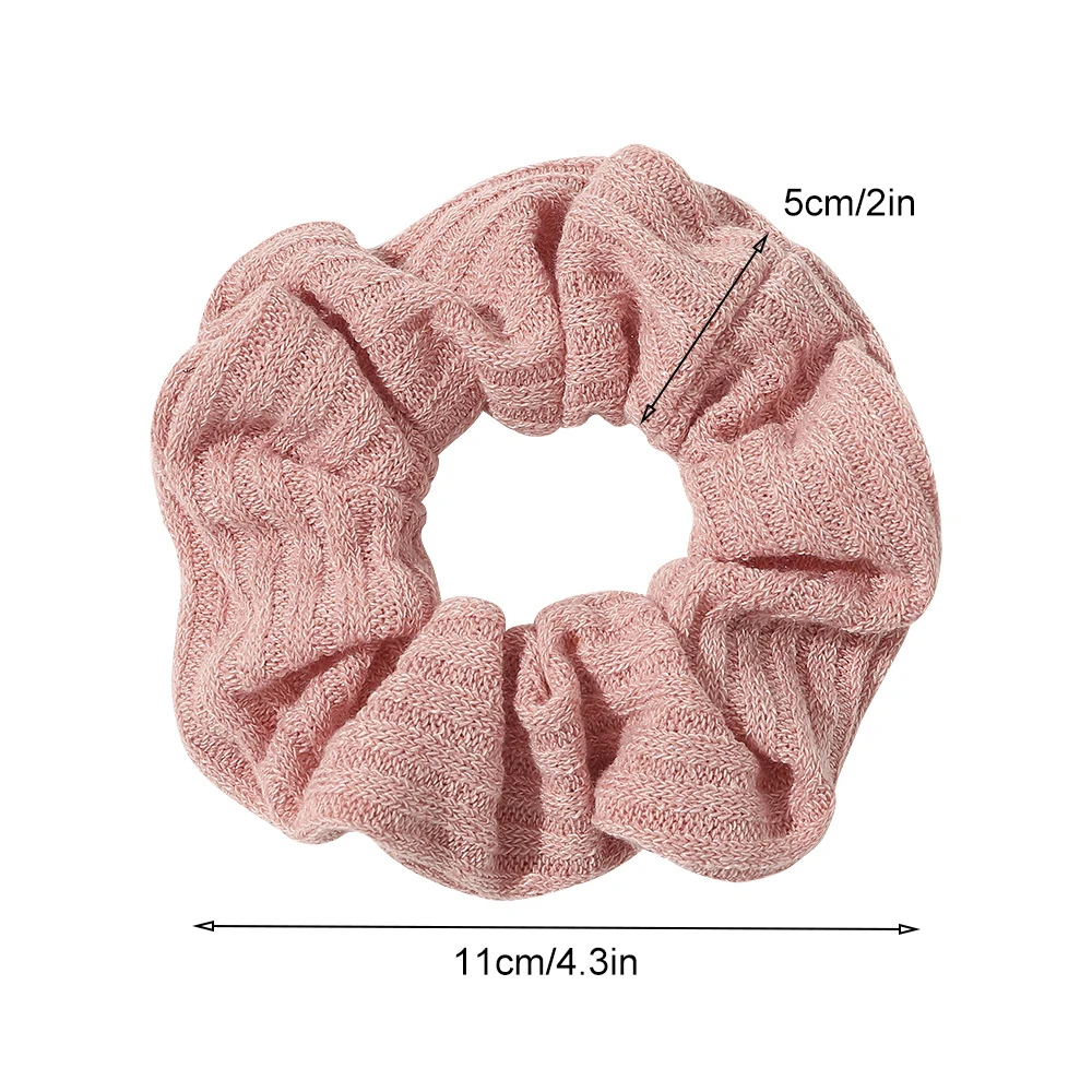 

2PCS/Set Winter Knitted Scrunhies Elastic Hair Rubber Band Women Hairband Girls Solid Soft Striped Fabric Wool Hair Accessories