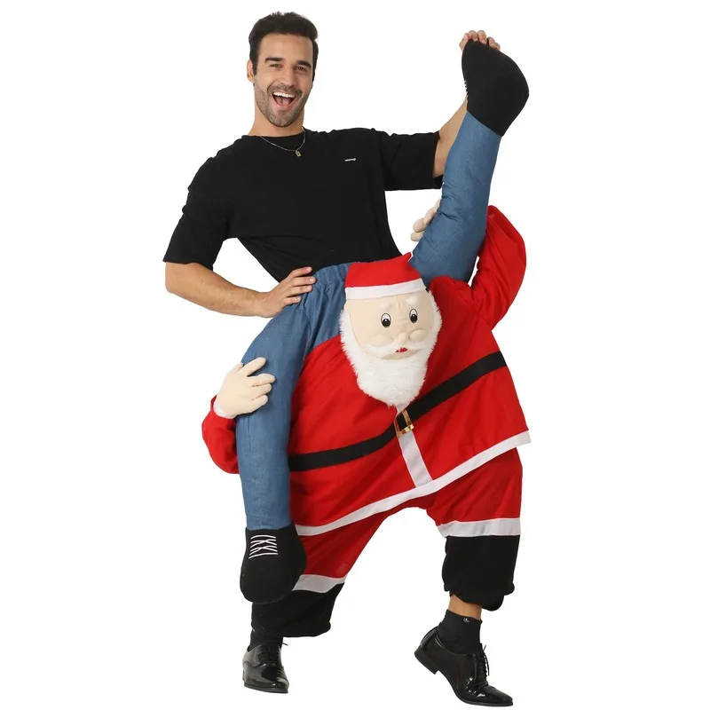 

Christmas Santa Claus Magic Pants Ride on Me Walking Mascot Adults Carry Me Back Costumes Fake Legs Xmas Cosplay Party Dress Up