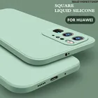 Оригинальный квадратный мягкий чехол из жидкого силикона для Huawei P50 P40 P30 P20 Pro Lite Mate 20 30 40 Pro Honor 30 Pro, чехол