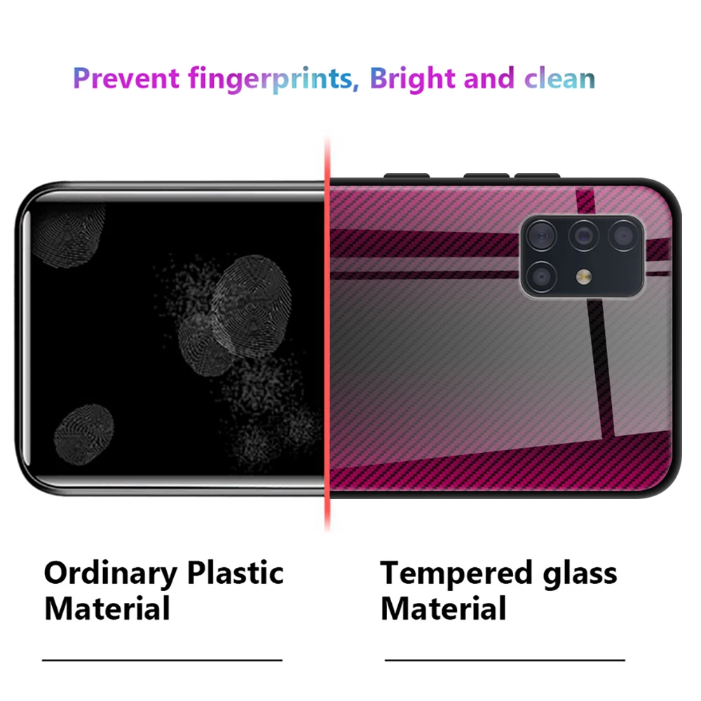 Gradient Phone Case For Samsung Galaxy A51 A71 Tempered Glass Anti-scratch Shell Back Cover a51 a71 | Мобильные телефоны и