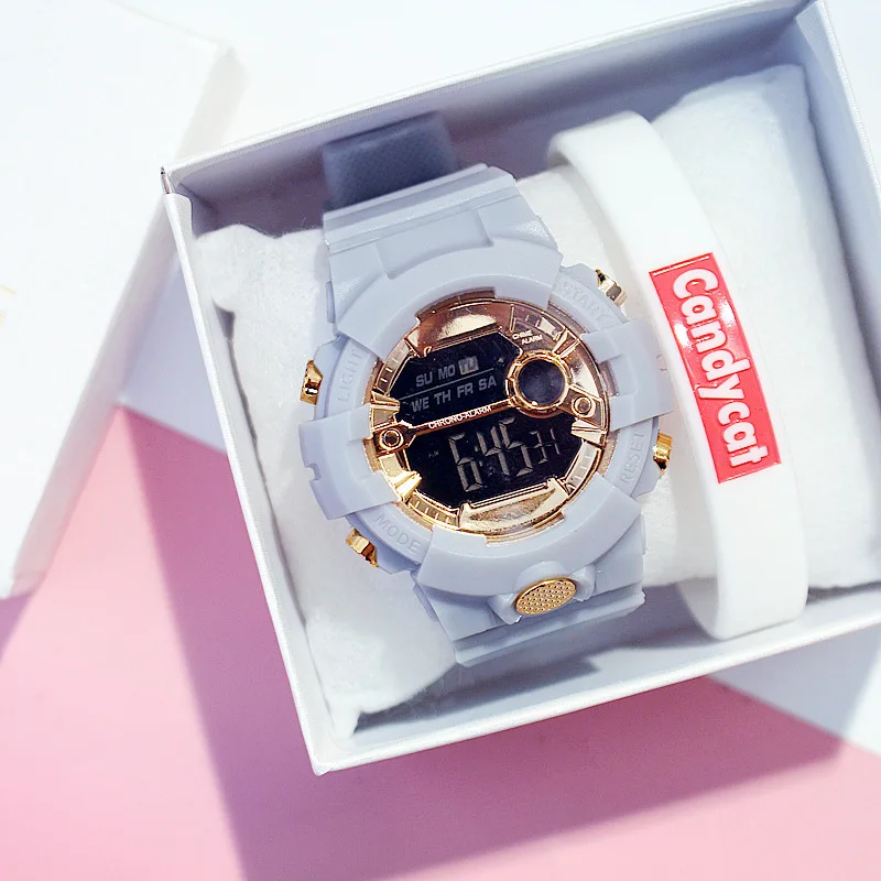 grey gold Лидер продаж! INS стиль светодиодный часы для мужчин и женщин модные унисекс наручные студенческие крутые спортивные часы - Цвет: grey gold