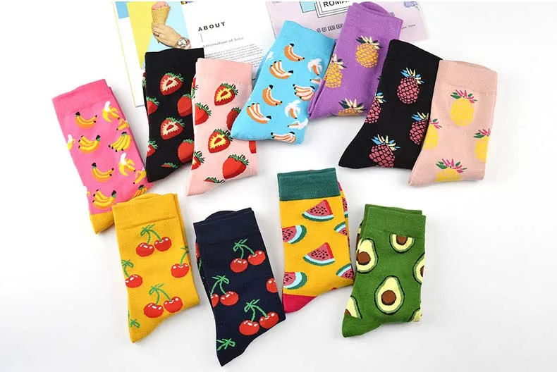 Скейтборд женские Chaussette Homme модные Фрукты Ананас черешня мужские носки Европейский США хип хоп Уличная команда Meias забавные носки