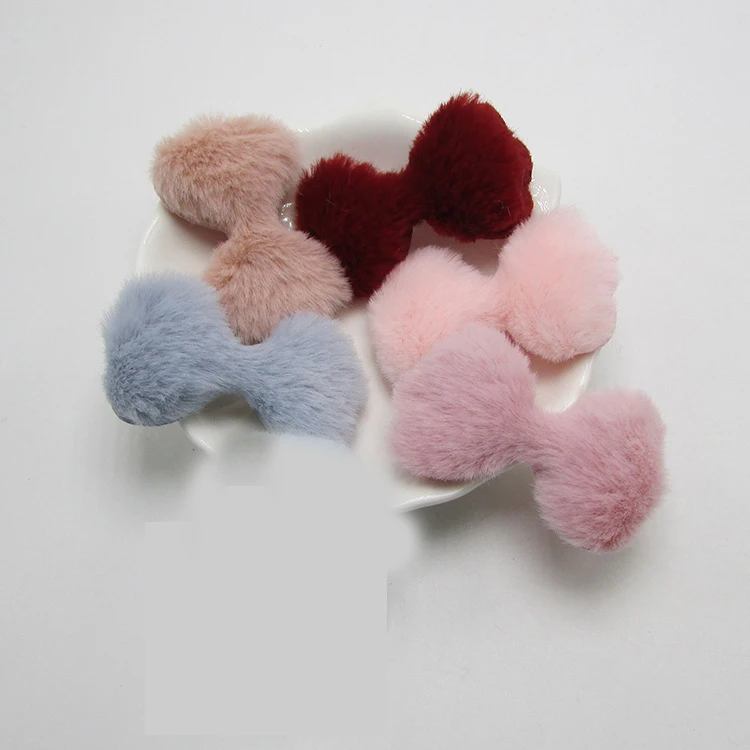 Mix color 36 шт./лот, 5,5*3 см, плюшевые аппликации с бантом для украшения головных уборов, аксессуары для волос ручной работы - Цвет: Mix color