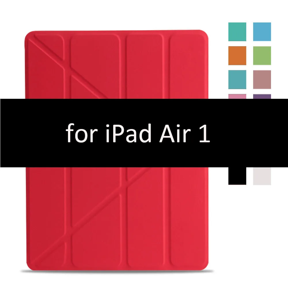 Red-1 Чехол для iPad Air 2 1, чехол, из искусственной кожи и ультратонкая задняя крышка из поликарбоната, умный чехол, Магнитный чехол для iPad air 2, A1566, A1567, откидная подставка - Цвет: Red-1