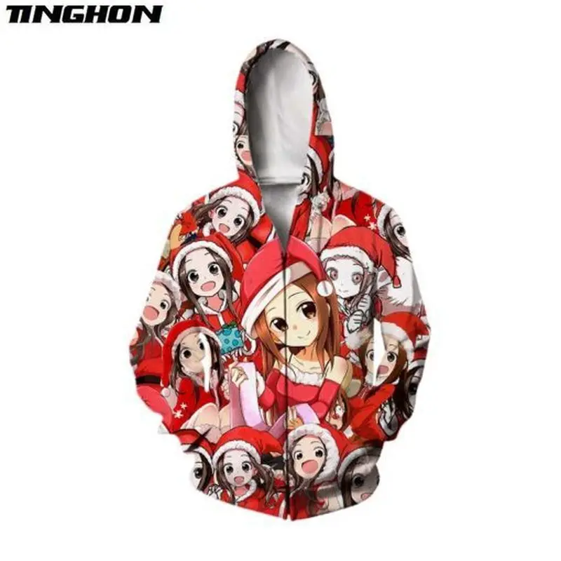 Забавные крутые Аниме толстовки Рождественский комикс Takagi-san Harajuku пуловер