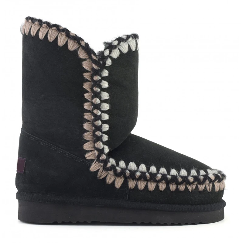 

2021 winter women snow ankle boots eskimo 24 3d overstitch sheepskin luxury brand ladies short botines botas