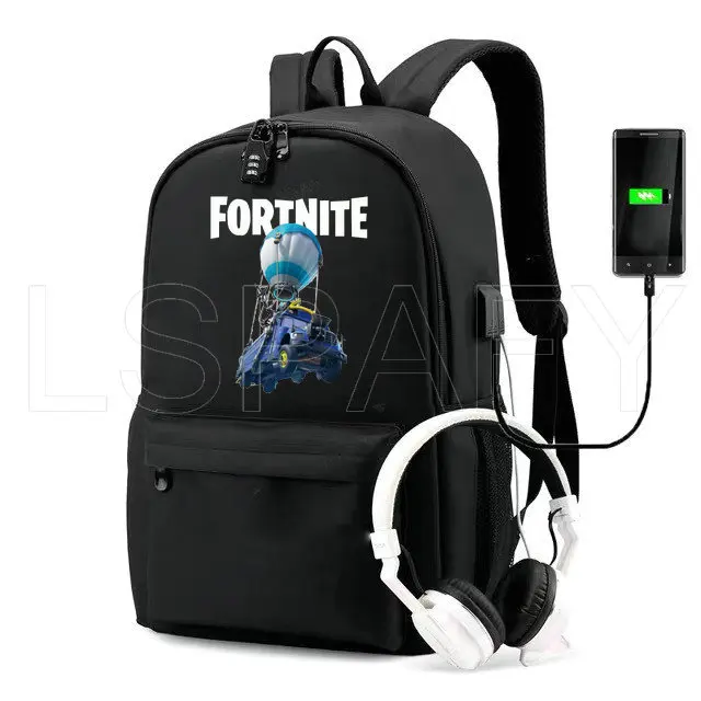Холщовый Рюкзак Fortnite с USB-зарядкой популярные школьные ранцы для девочек и