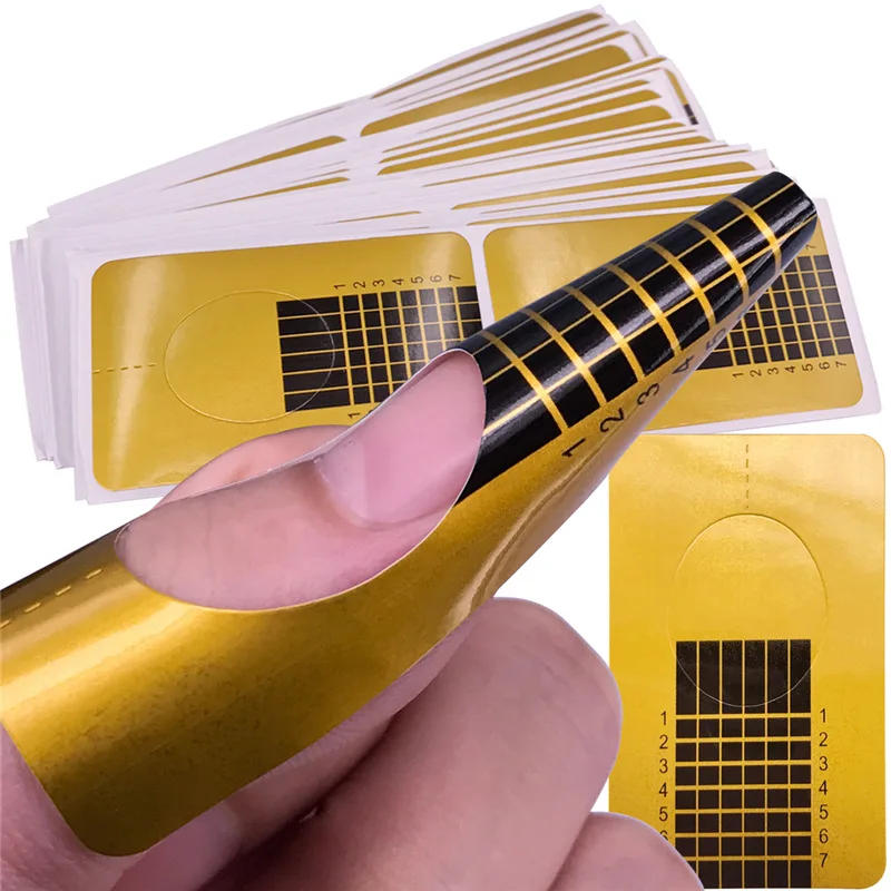 

100pcs Professional French Nail Form Tips Nail Art Form Acrylic Tip Gel Nails Sticker Extension Curl Form Nail Polish
