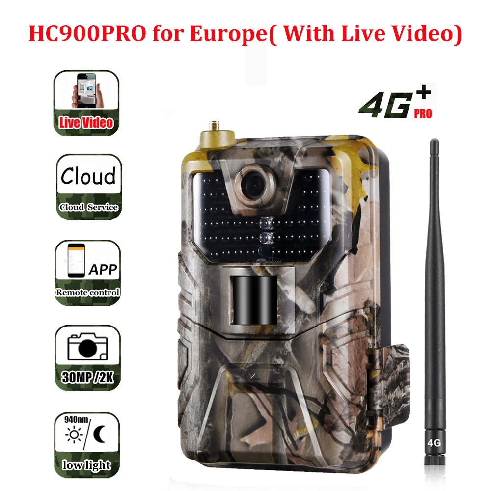 

HC900PRO сотовая 4G фотоловушка 30MP 940nm, невидимая инфракрасная охотничья камера SMTP s 0,2 s, фотоловушка, монитор природы