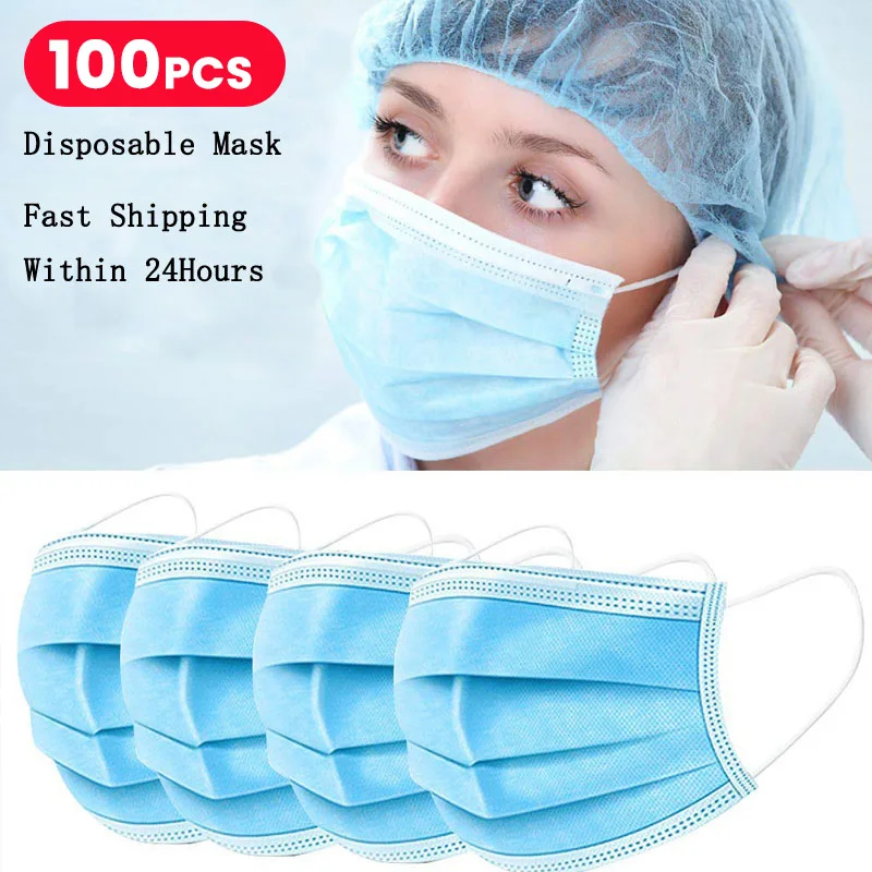 Одноразовая маска для лица 100 шт. трехслойный Пылезащитный фильтр мыши