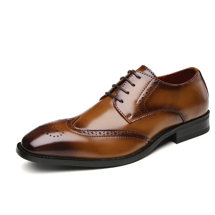 

Мужские туфли для деловых встреч, джентльмен мужской натуральная кожа, из телячьей кожи, на плоской подошве-формальная обувь с перфорацией ...